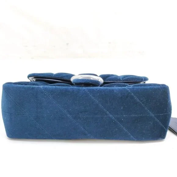 Coach Shoulder Bag Navy Blue Velvet 389-031525